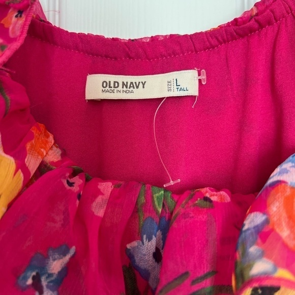 Old Navy.  Pink Floral Tiered Maxi. Size L. Tall. - Picture 7 of 10